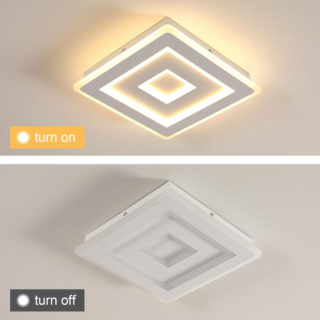 Comely Plafonnier LED Carré Moderne, 36W 28cm Lampe de Plafond LED, Blanc Luminaire Plafonnier Intérieur pour Chambre à Coucher, Salon, Couloir, Lumière Chaude 3000K