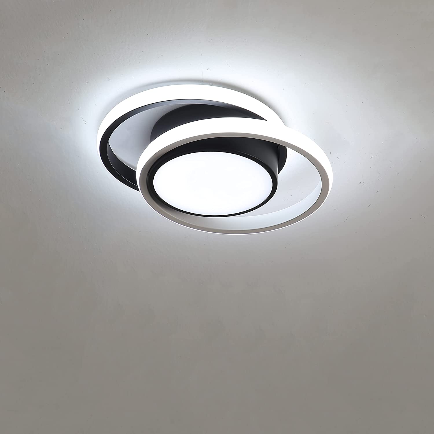 Ceiling Light - Black & White Aluminium Frame, White Light