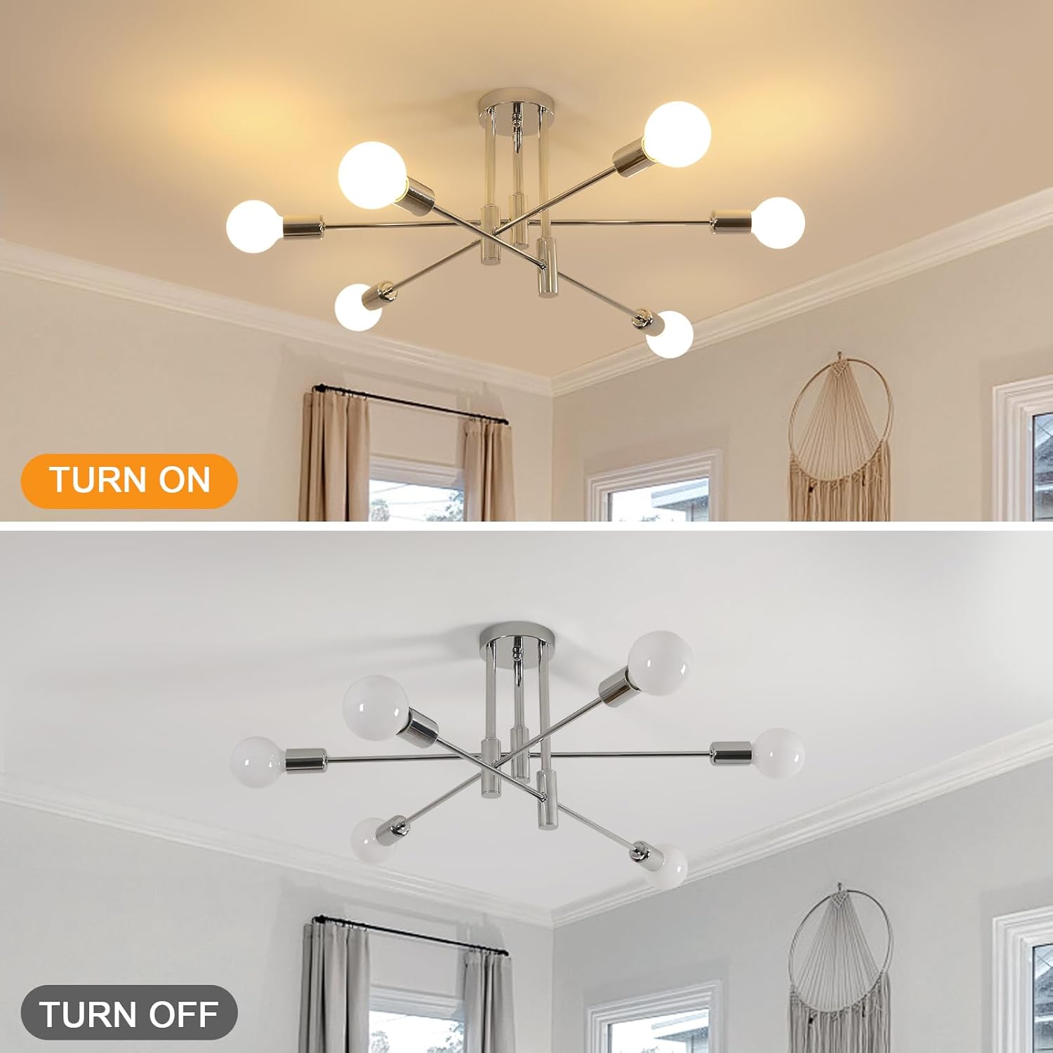 Ceiling Light - Chrome Metal Frame
