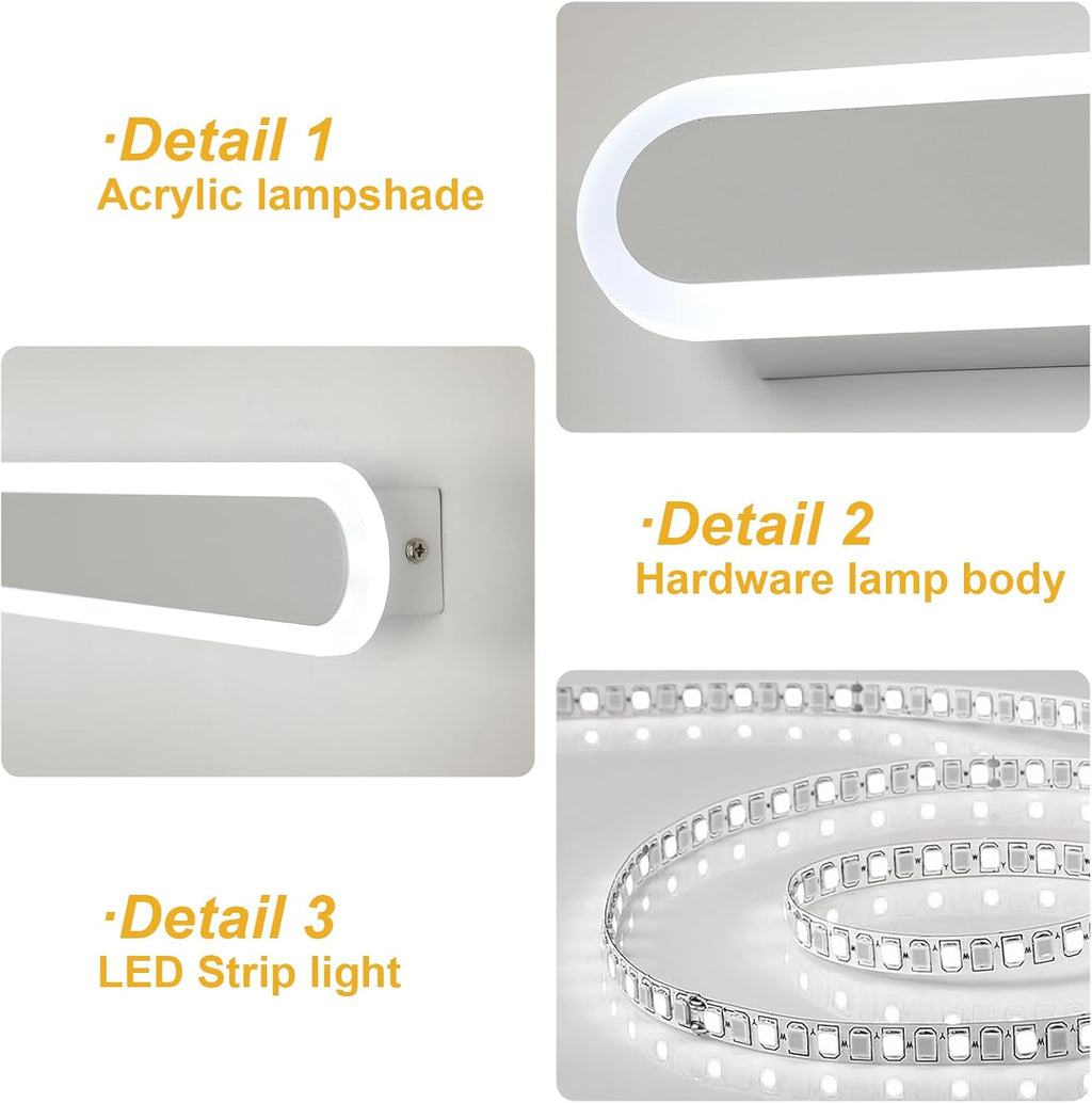 Wall Light - White Metal Frame, Tunable and Dimmable