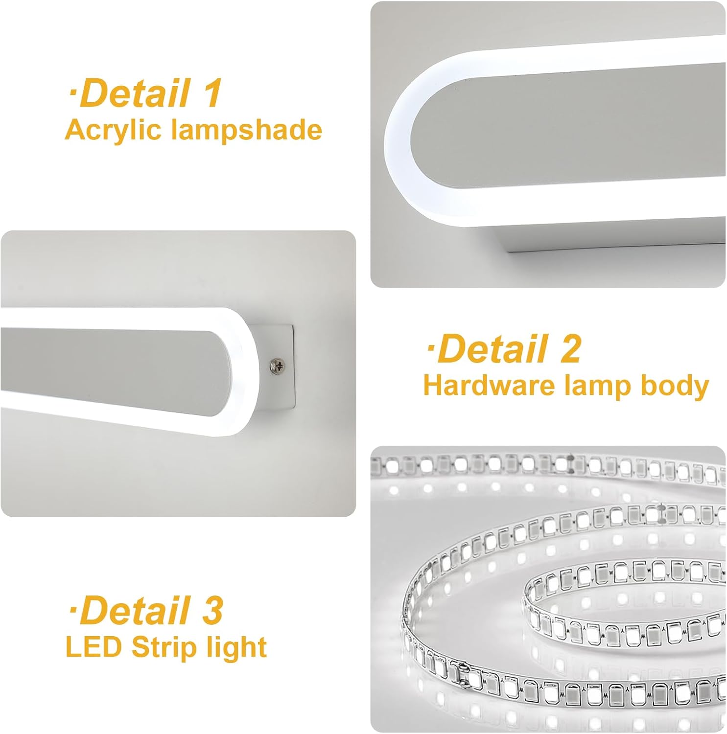 Wall Light - White Metal Frame, Tunable and Dimmable