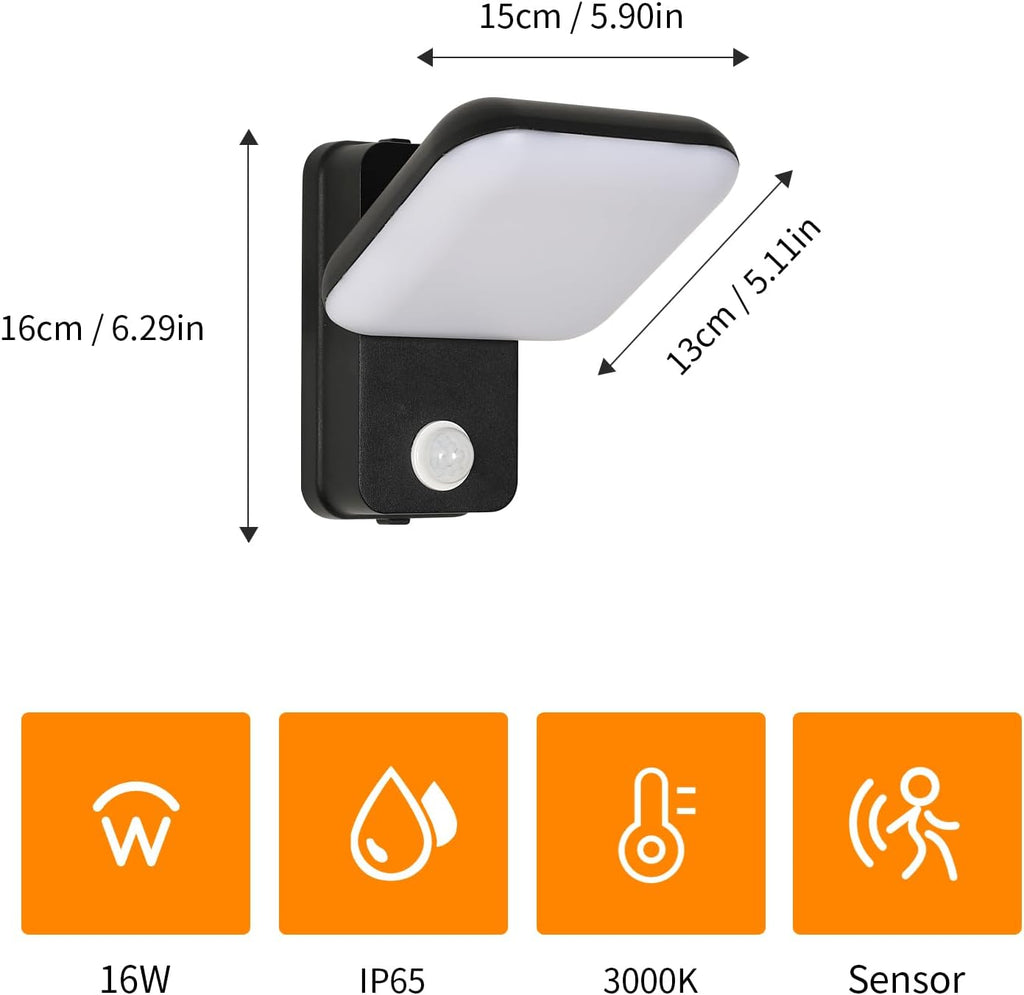 Wall Light - Black Aluminium Frame, Warm Light
