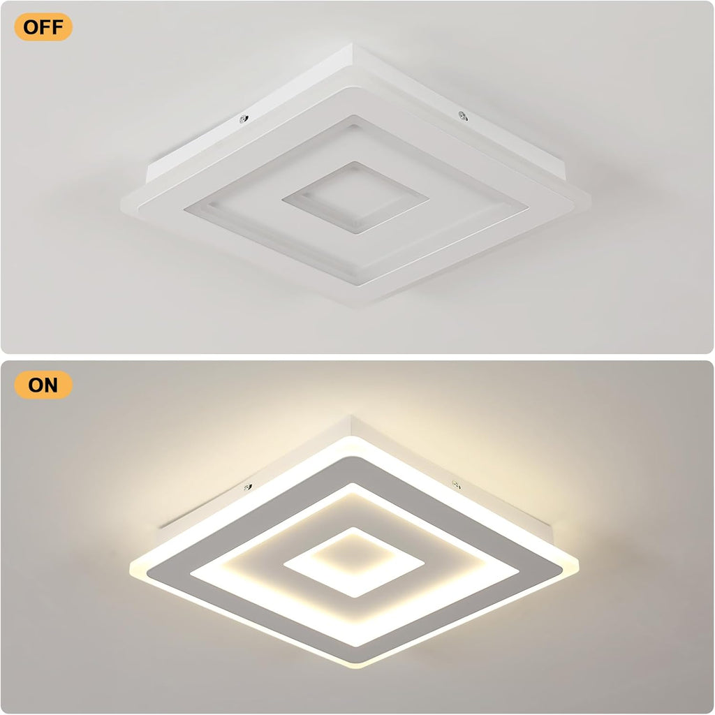 Comely Plafonnier LED Carré Moderne, 52W Lampe de Plafond LED, Acrylique Luminaire Plafonnier Intérieur Blanc pour Chambre à Coucher, Salon, Couloir, Lumière Naturelle 4500K, 40cm