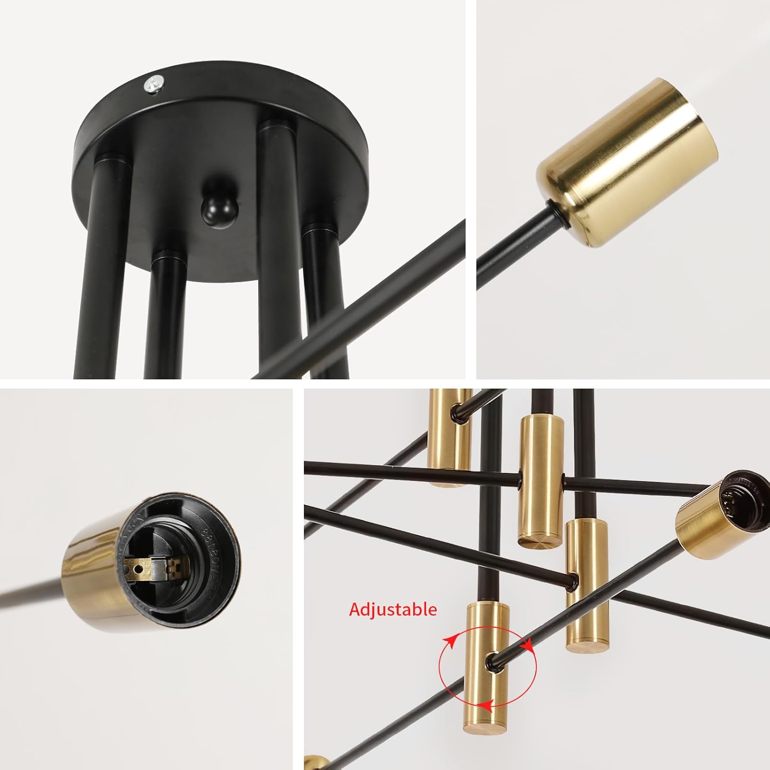 Ceiling Light - Black & Gold Metal Frame
