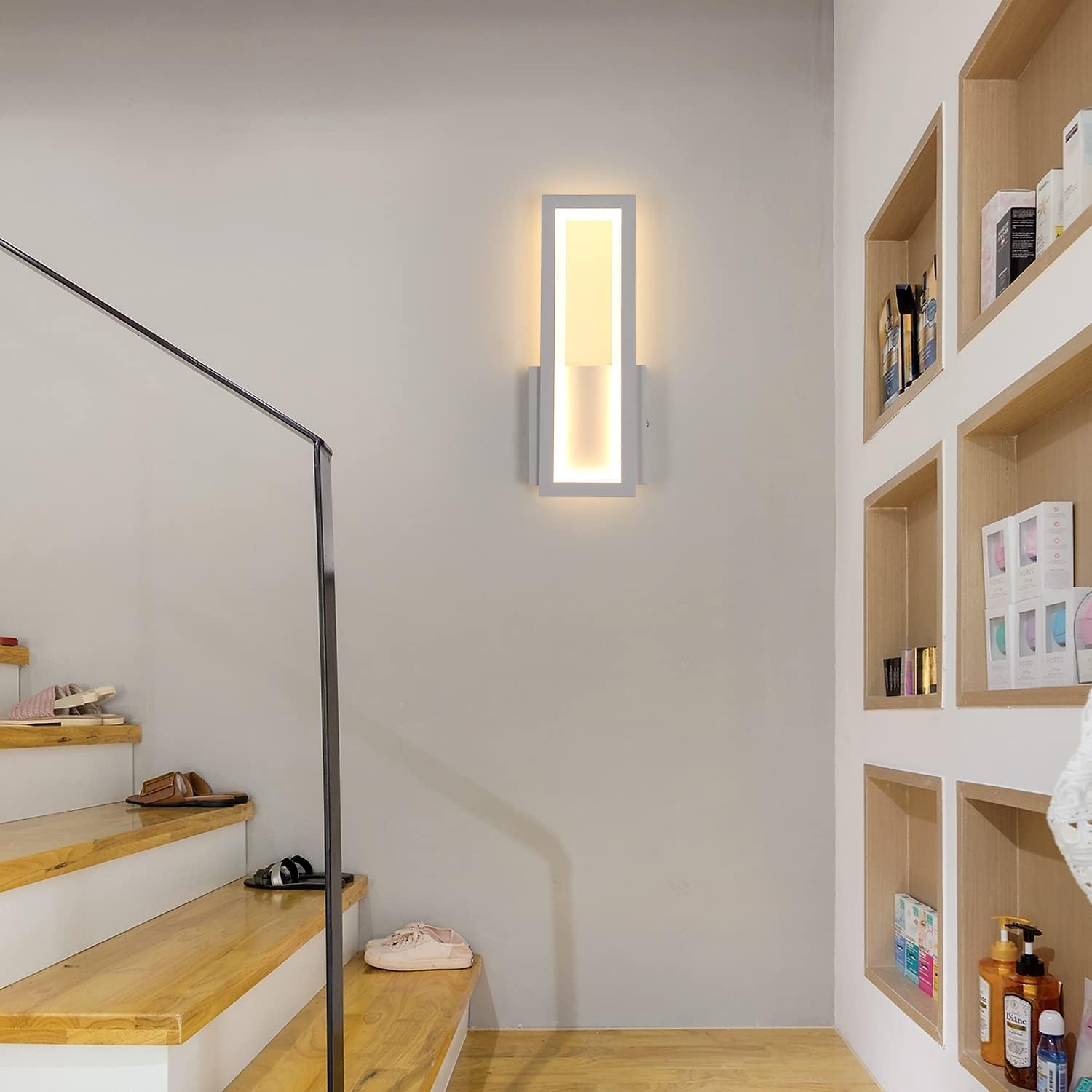 Wall Light - White Acrylic Frame, Warm Light