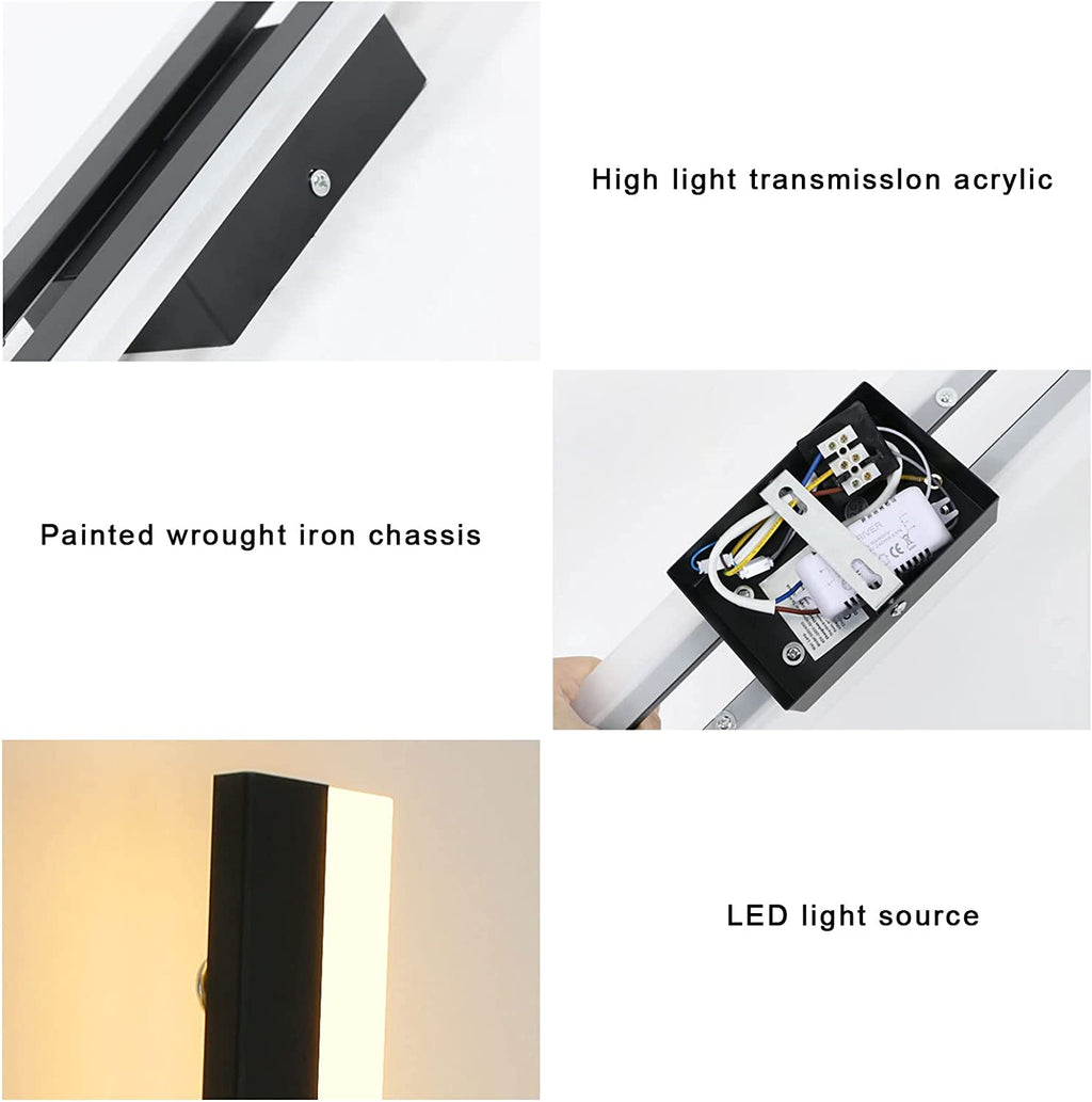 Lampada da Parete - Cornice in Acrilico Nero, Luce Calda
