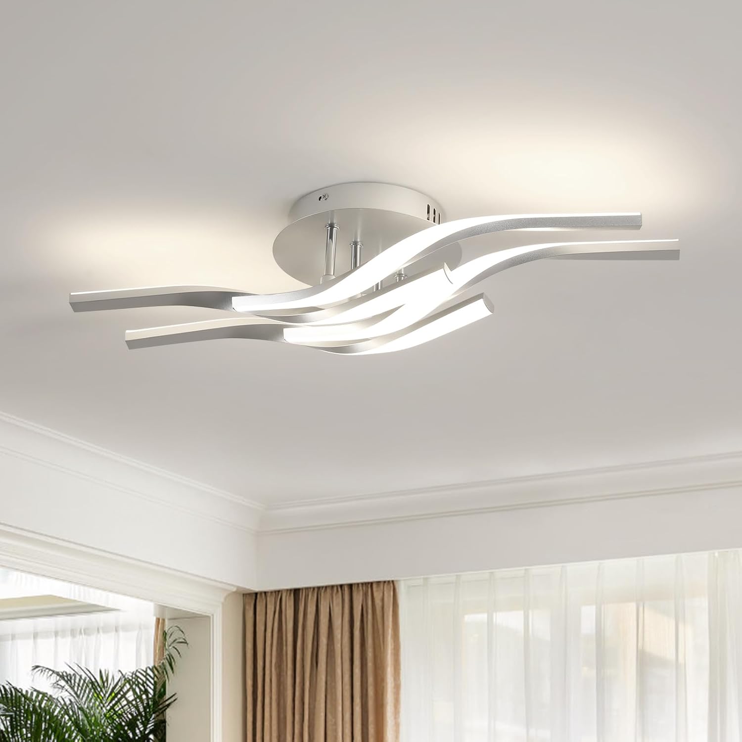 Ceiling Light - Silver Aluminium Frame, White Light