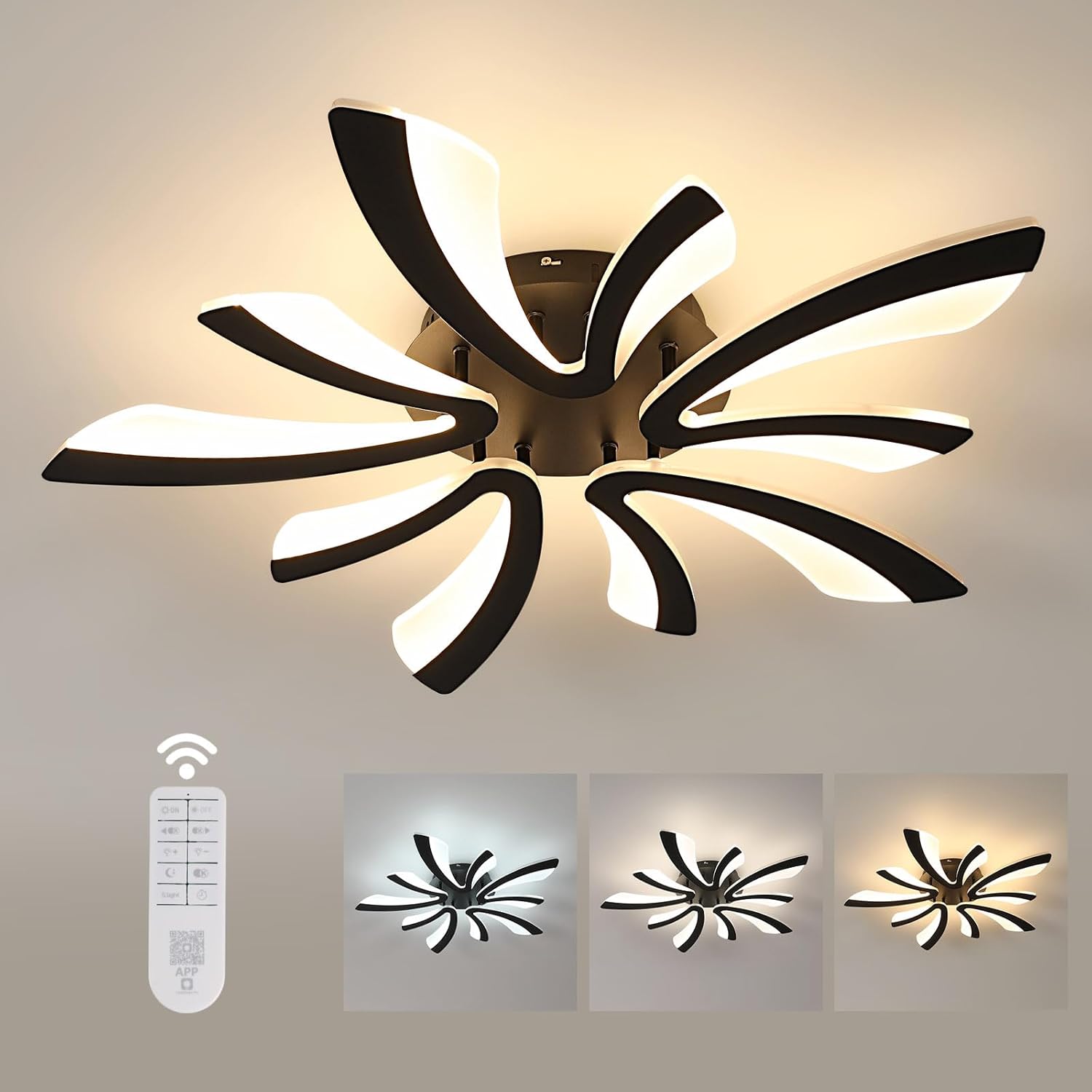 Ceiling Light - Black Acrylic Frame, Tunable and Dimmable