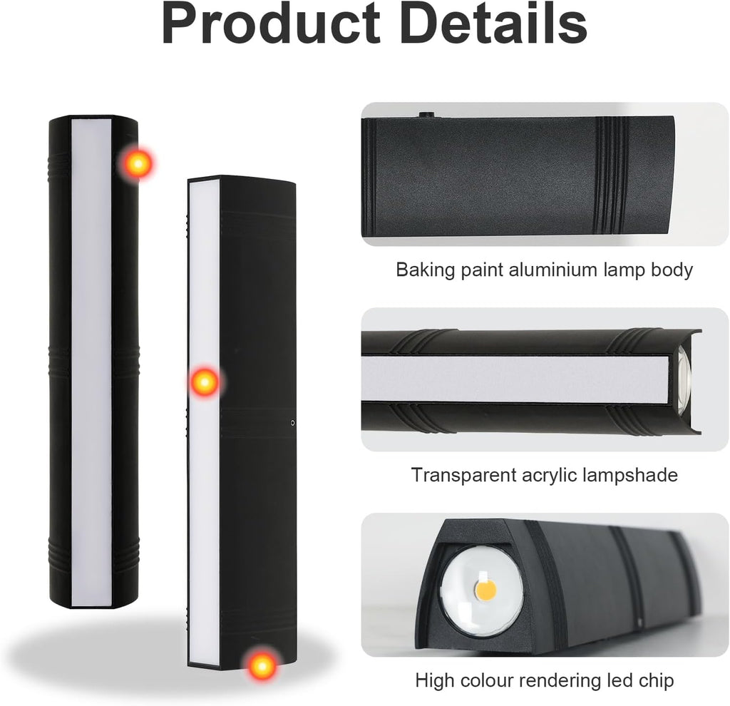 Wall Light - Black Aluminium Frame, Warm Light