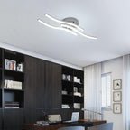 Comely Plafonnier Moderne, Argenté Elégant 3 Forme de Vague Luminaire Plafonnier Blanc Froid 6500k, Lampe LED Plafond pour Salon, Chambre à Coucher, Cuisine et Salle à Manger
