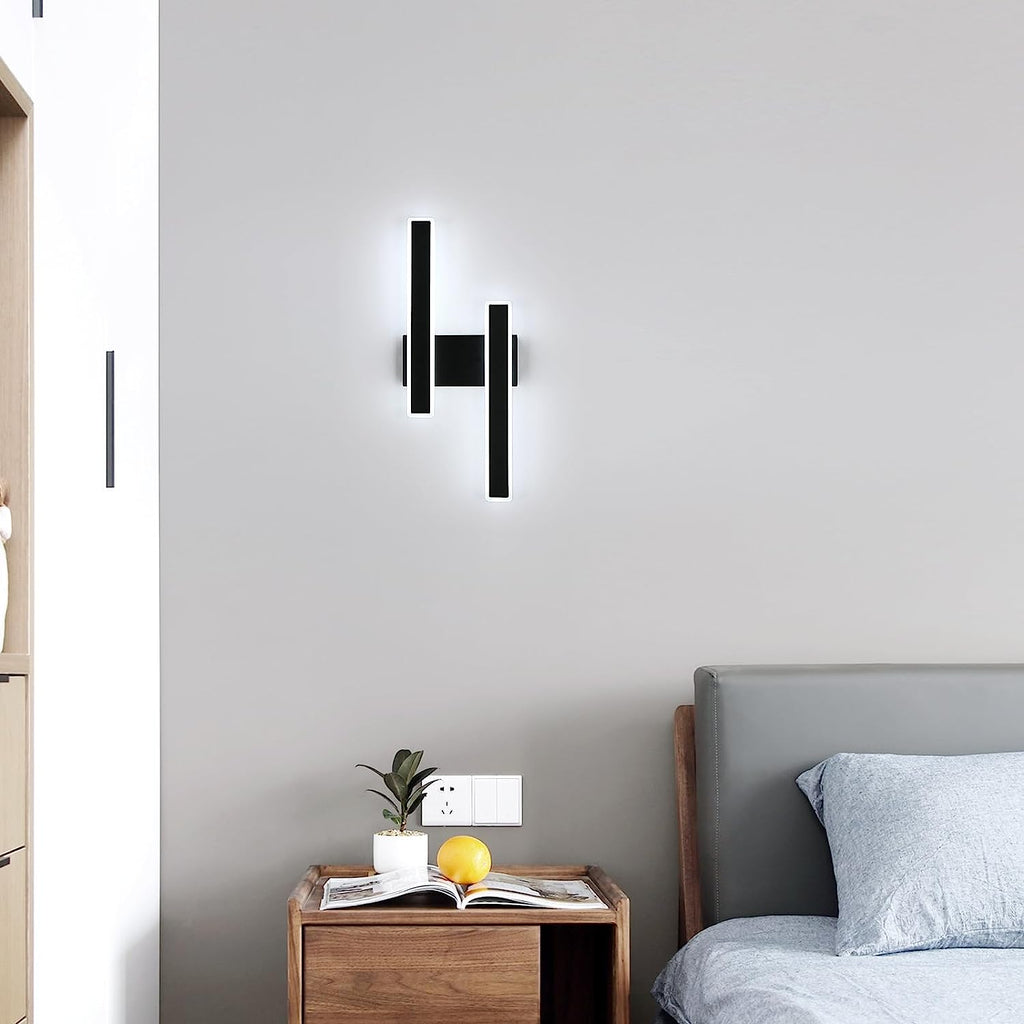 Lampada da parete - Struttura in acrilico nero, luce bianca