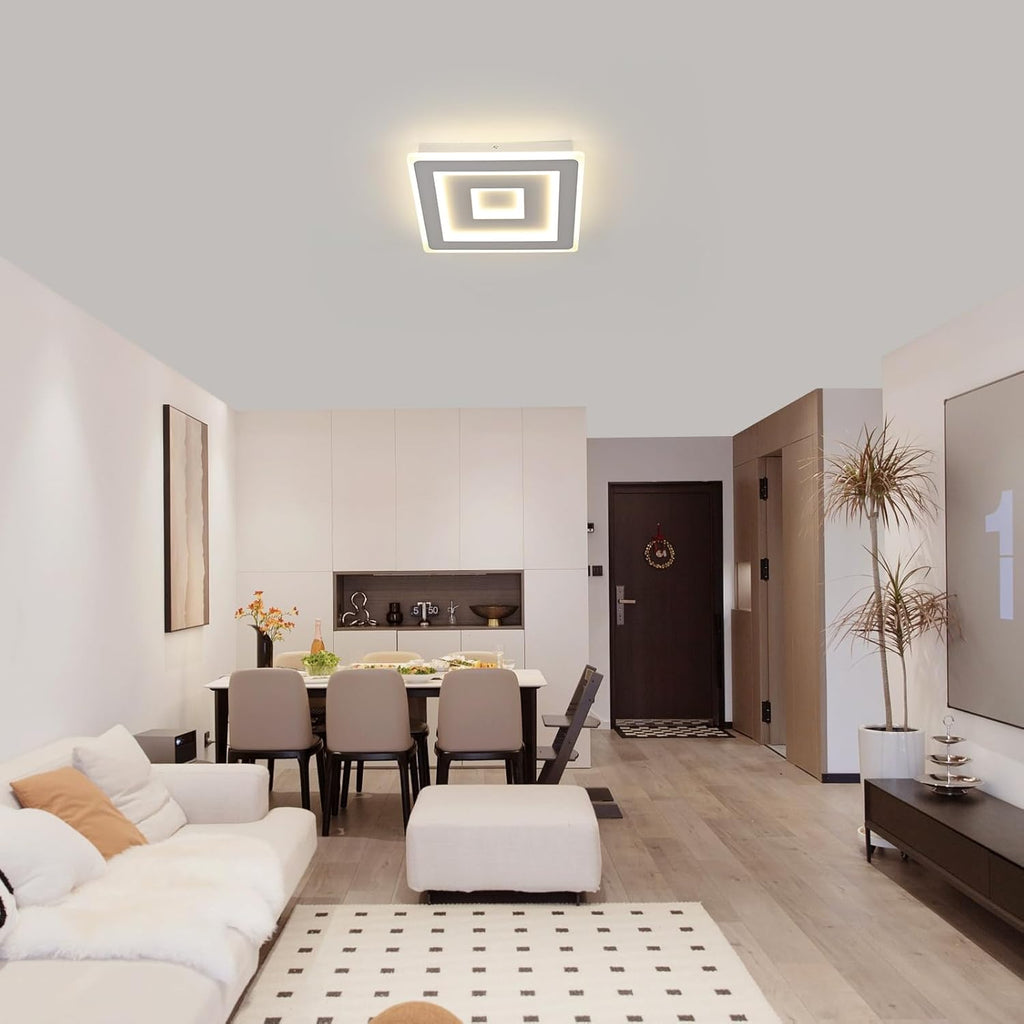 Comely Plafonnier LED Carré Moderne, 52W Lampe de Plafond LED, Acrylique Luminaire Plafonnier Intérieur Blanc pour Chambre à Coucher, Salon, Couloir, Lumière Naturelle 4500K, 40cm