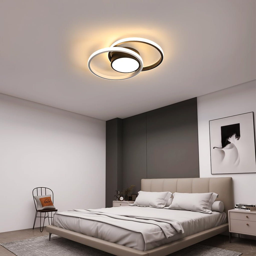 Ceiling Light - Black & White Metal Frame, Warm Light