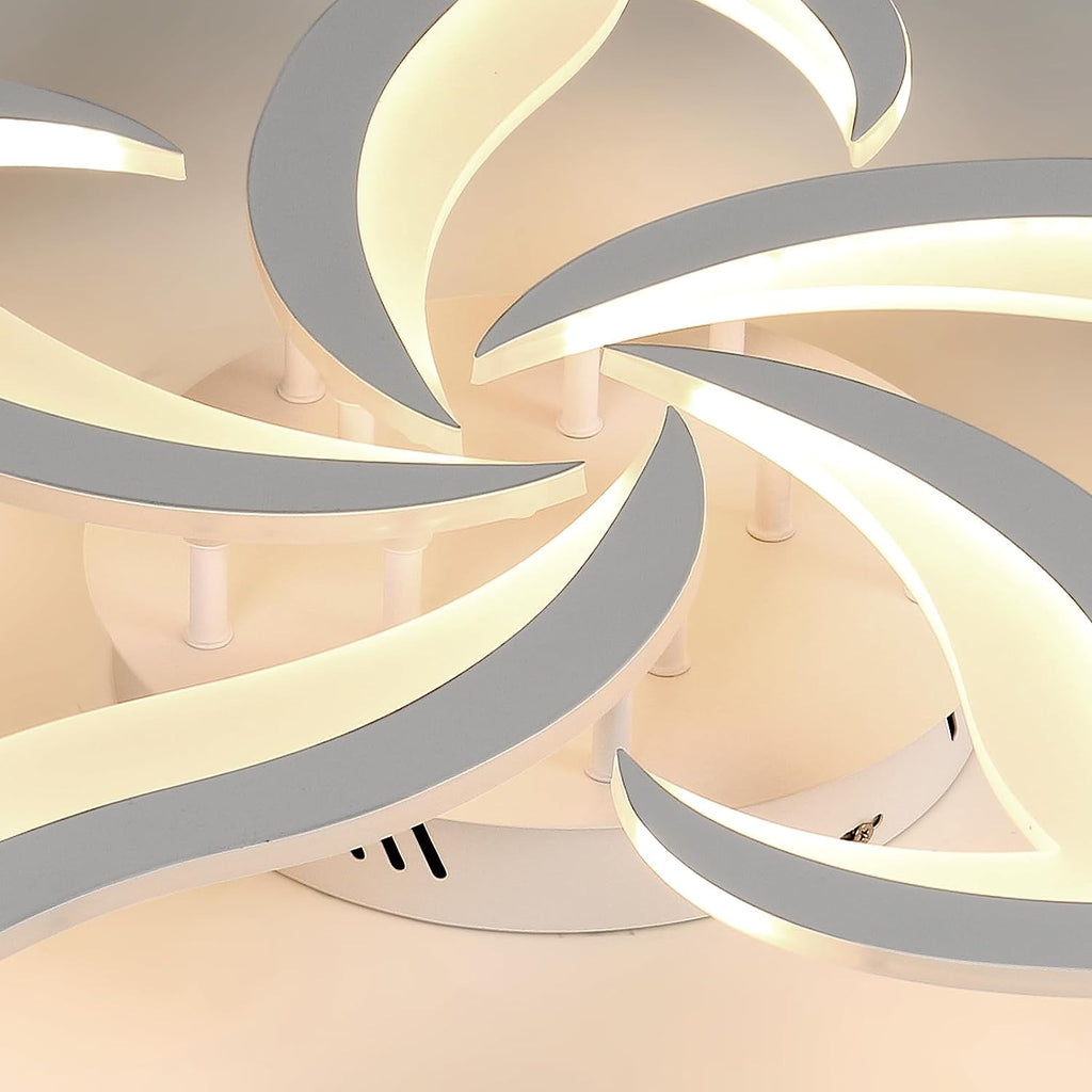 Comely Plafonnier LED, Luminaire Plafonnier 60W 6750LM, Lustre Salon Moderne, Lampe de Plafond de Pétale pour Salon Chambre Cuisine Salle à Manger, Lumière Blanche Chaude 3000K, Dia 60cm, Blanc