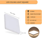 Ceiling Light - White Plastic Frame, Natural Light