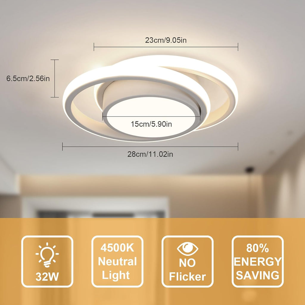 Ceiling Light - White Aluminium Frame, Natural Light