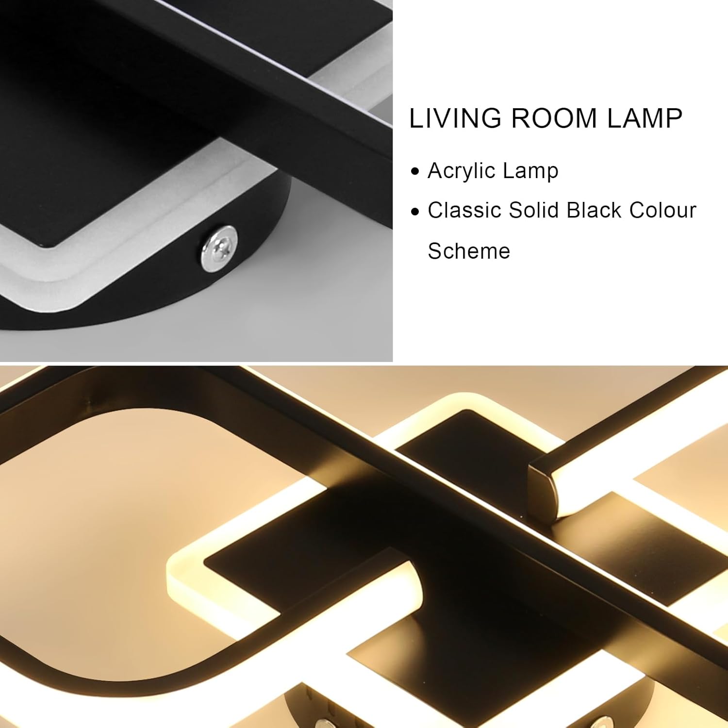 Ceiling Light - Black Acrylic Frame, Tunable and Dimmable