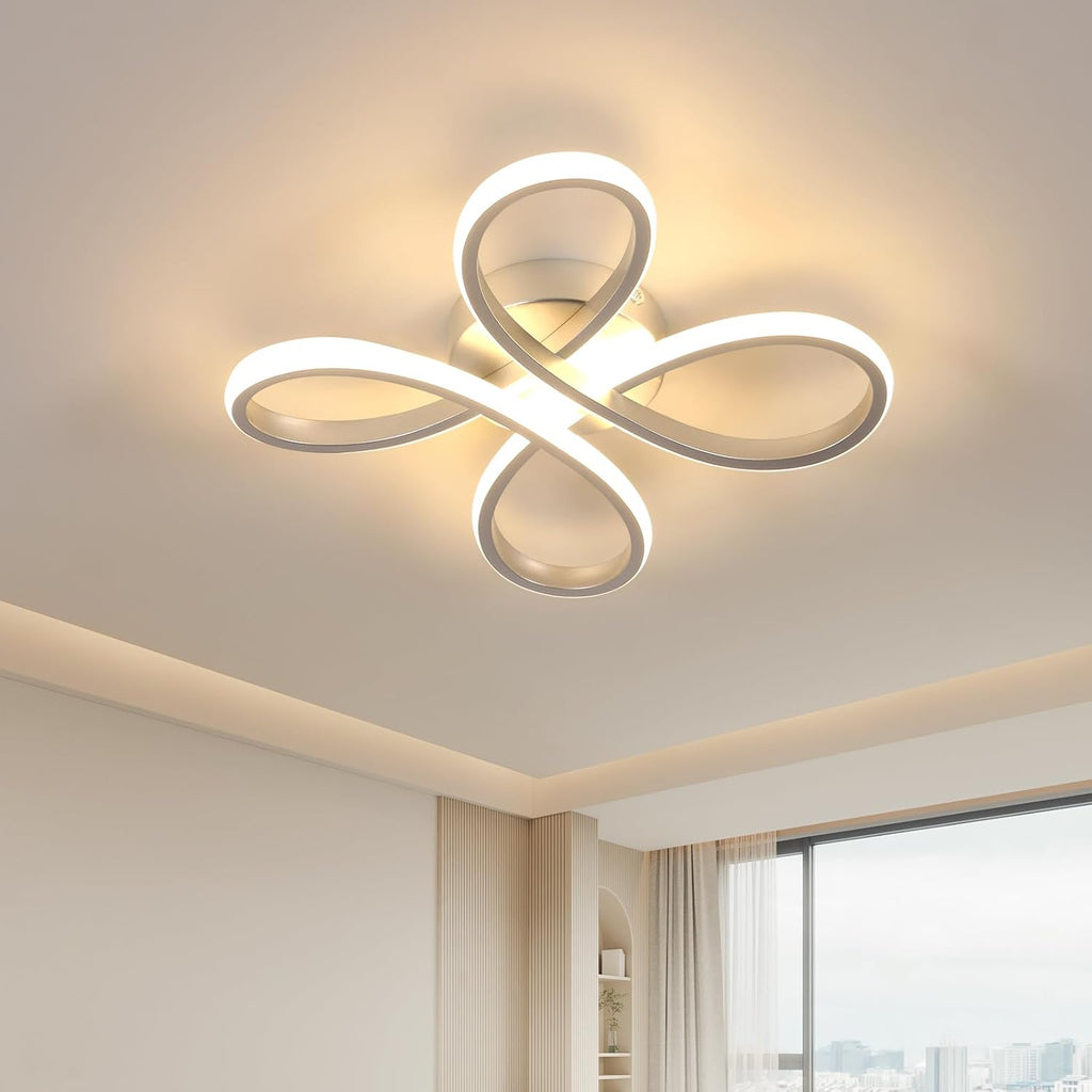 Comely Plafonnier LED Moderne, 30W 3375LM Lampe de Plafond, Luminaire Plafonnier LED pour Chambre salon, Salle à manger Cuisine, Lumière Chaude 3000K, 30cm, Argent