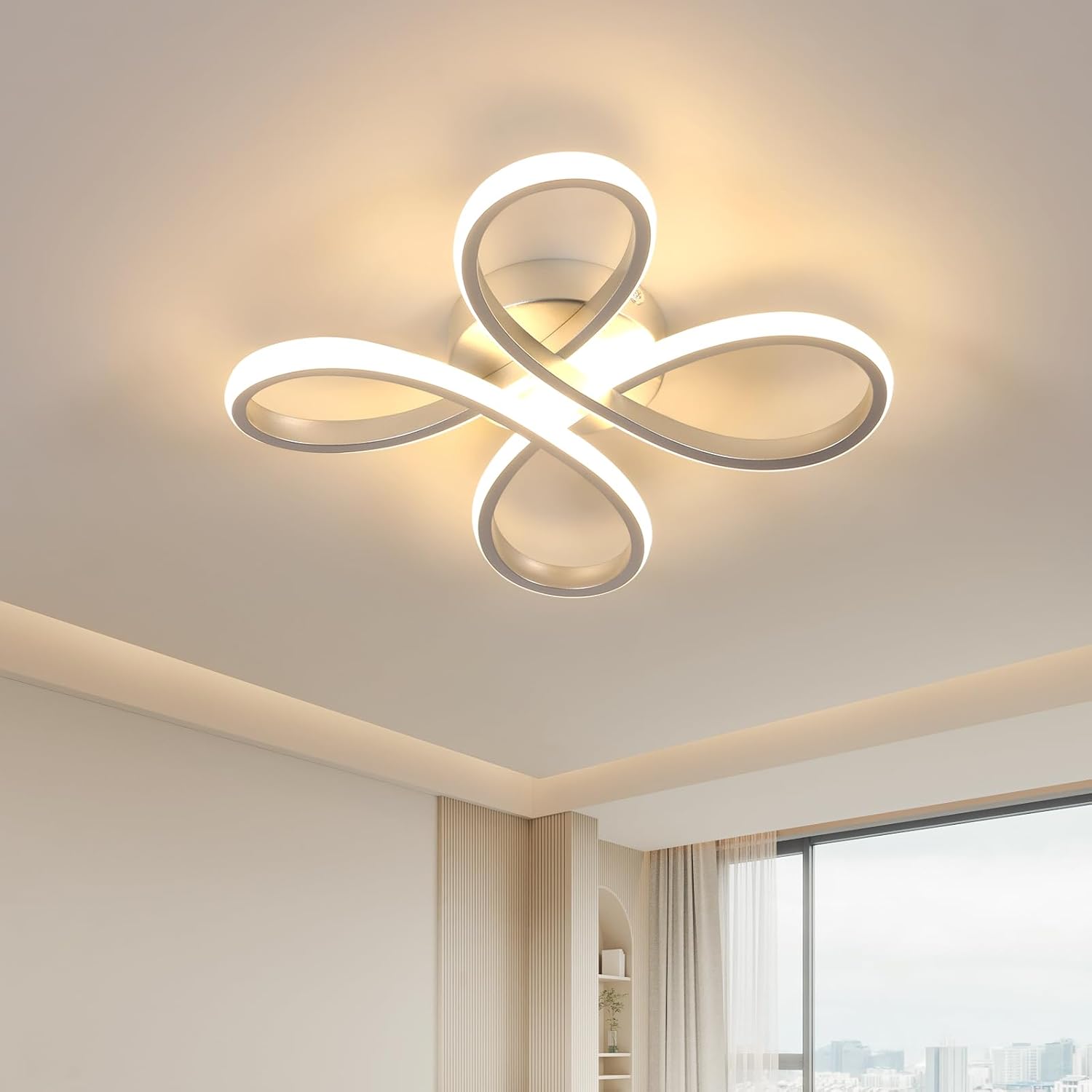 Comely Plafonnier LED Moderne, 30W 3375LM Lampe de Plafond, Luminaire Plafonnier LED pour Chambre salon, Salle à manger Cuisine, Lumière Chaude 3000K, 30cm, Argent