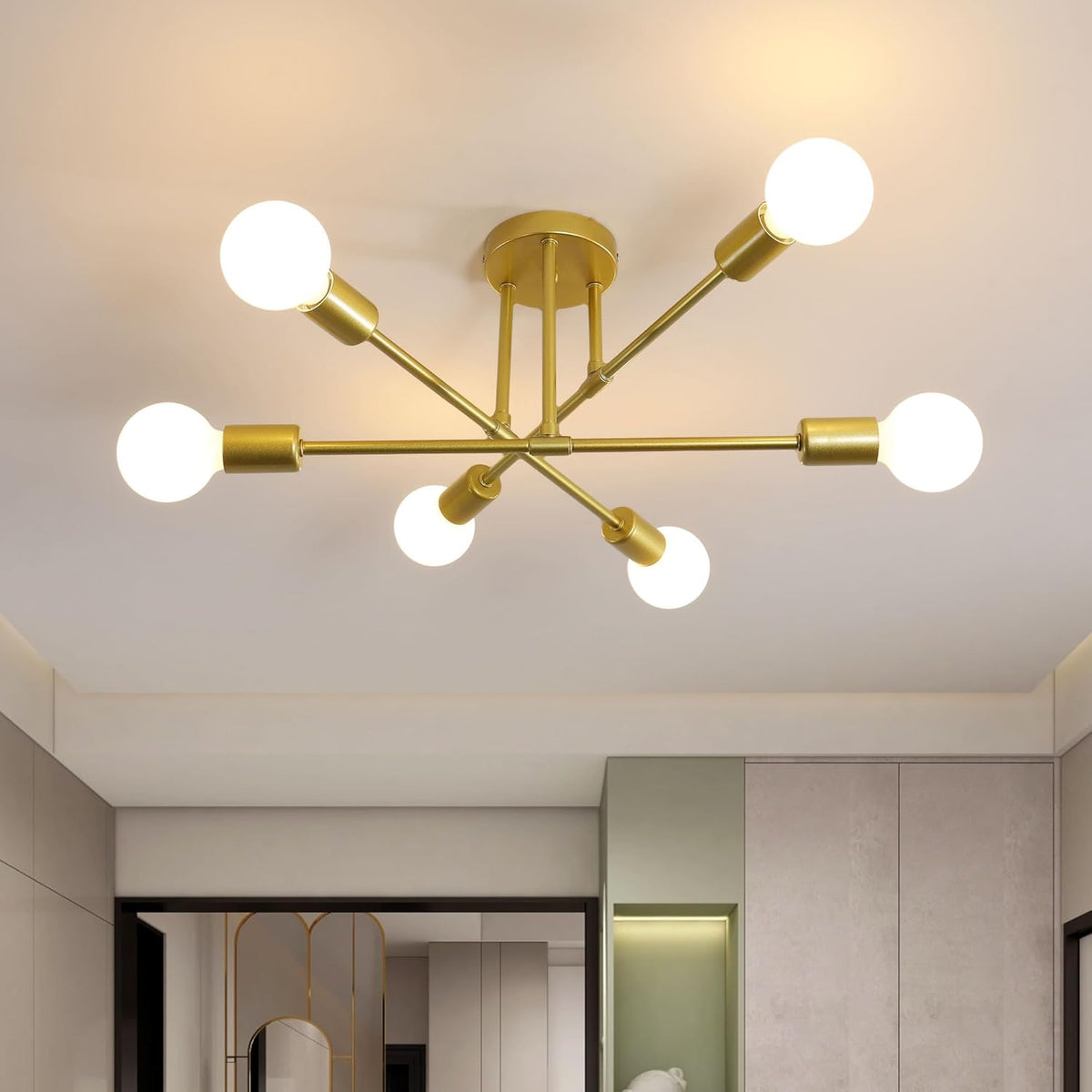 Ceiling Light - Gold Metal Frame