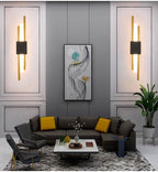 Wall Light - Black & Gold Acrylic Frame, Warm Light