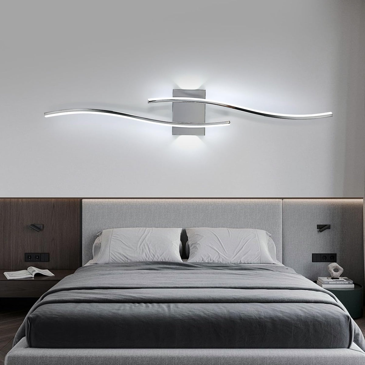 Comely Wandleuchte Innen LED, 27W 3000LM Wandlampe LED, Kreative Lange Wandbeleuchtung f¨¹r Wohnzimmer Schlafzimmer Treppenhaus Flur, Kaltes Wei? 6500K