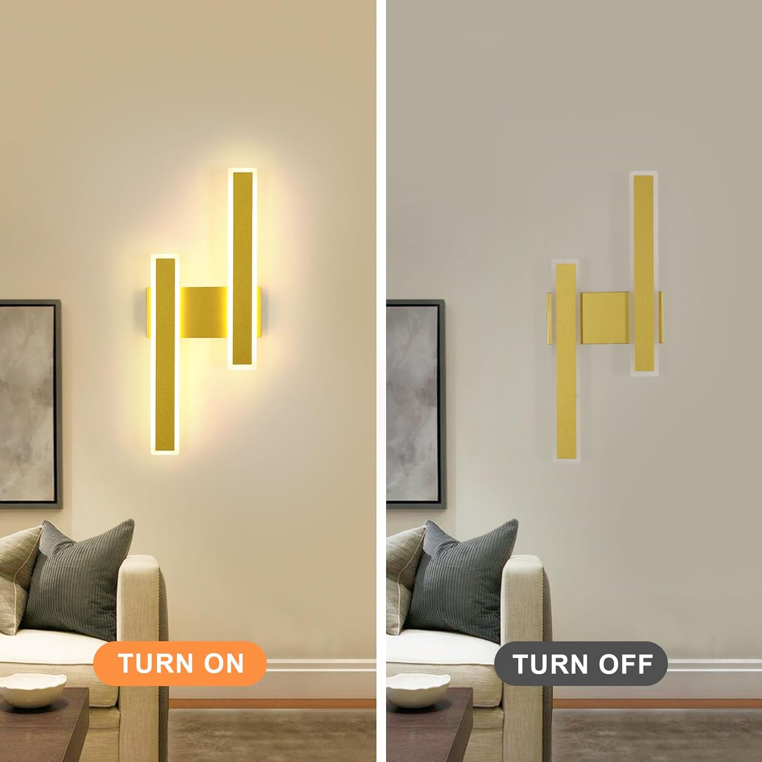Wall Light - Gold Acrylic Frame, Warm Light