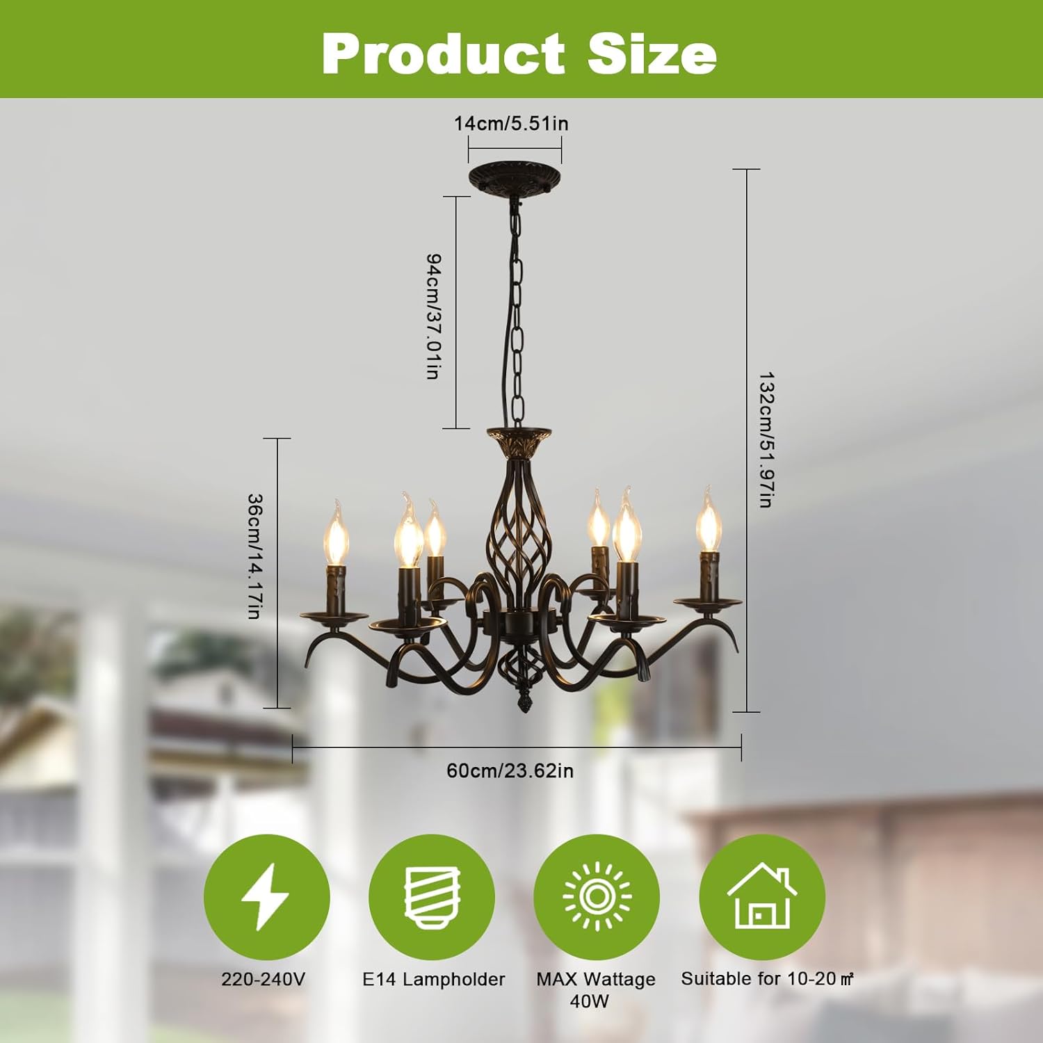 Chandeliers - Black Metal Frame