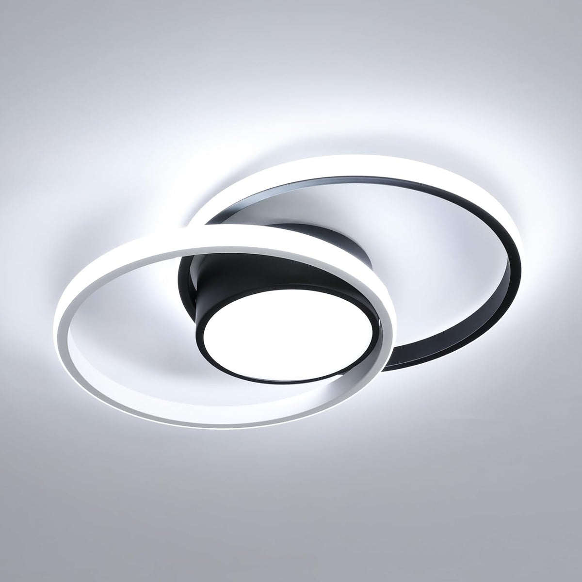 Comely LED Deckenlampe, 42W LED Deckenleuchte Modern Runden Lampe f¨¹r Schlafzimmer Badezimmer K¨¹che Balkon, Dia 40cm, 6500K kaltes wei?es Licht, Schwarz