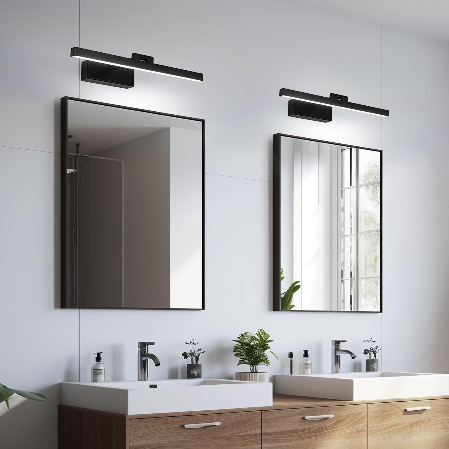 Wall Light - Black Metal Frame, White Light