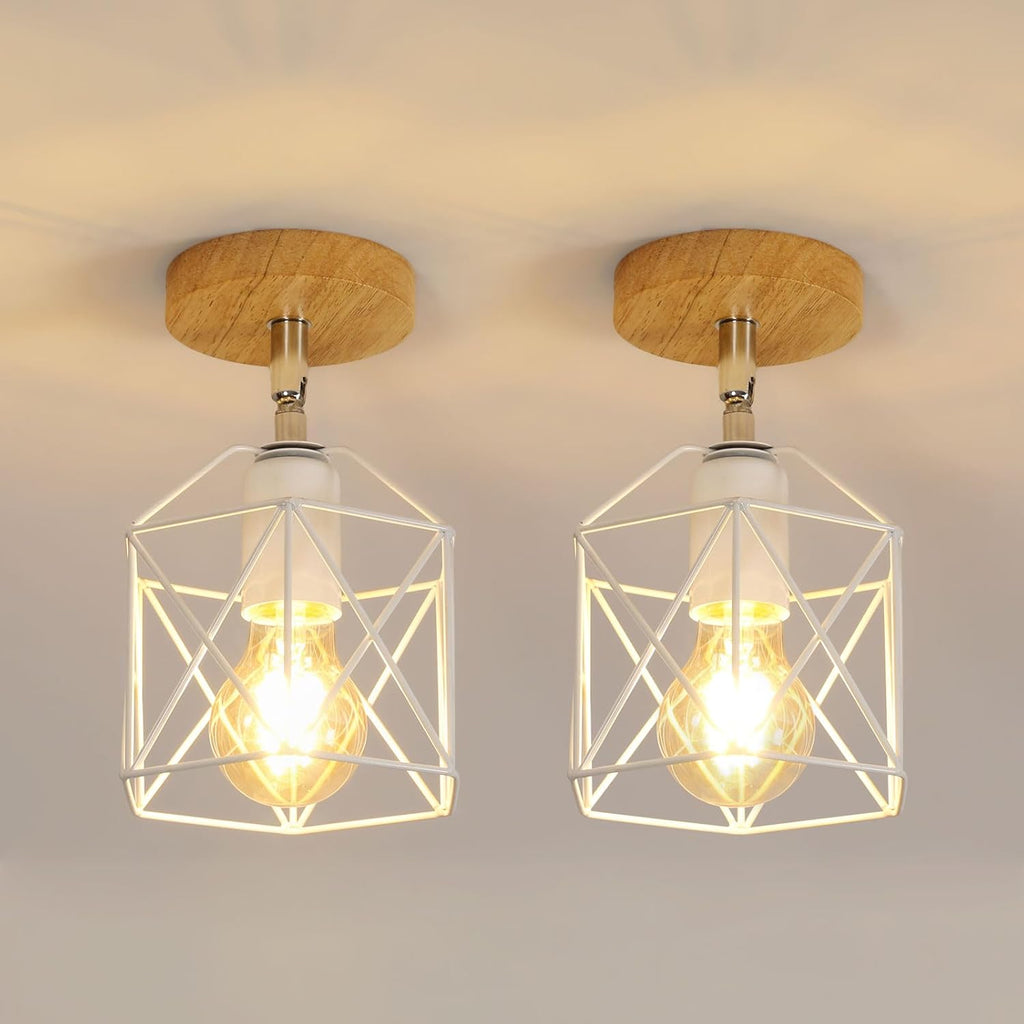 Ceiling Light - White Metal Frame