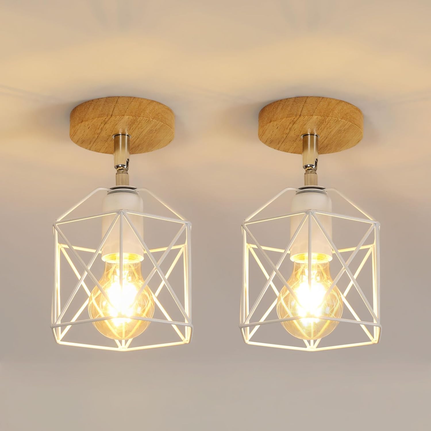 Ceiling Light - White Metal Frame
