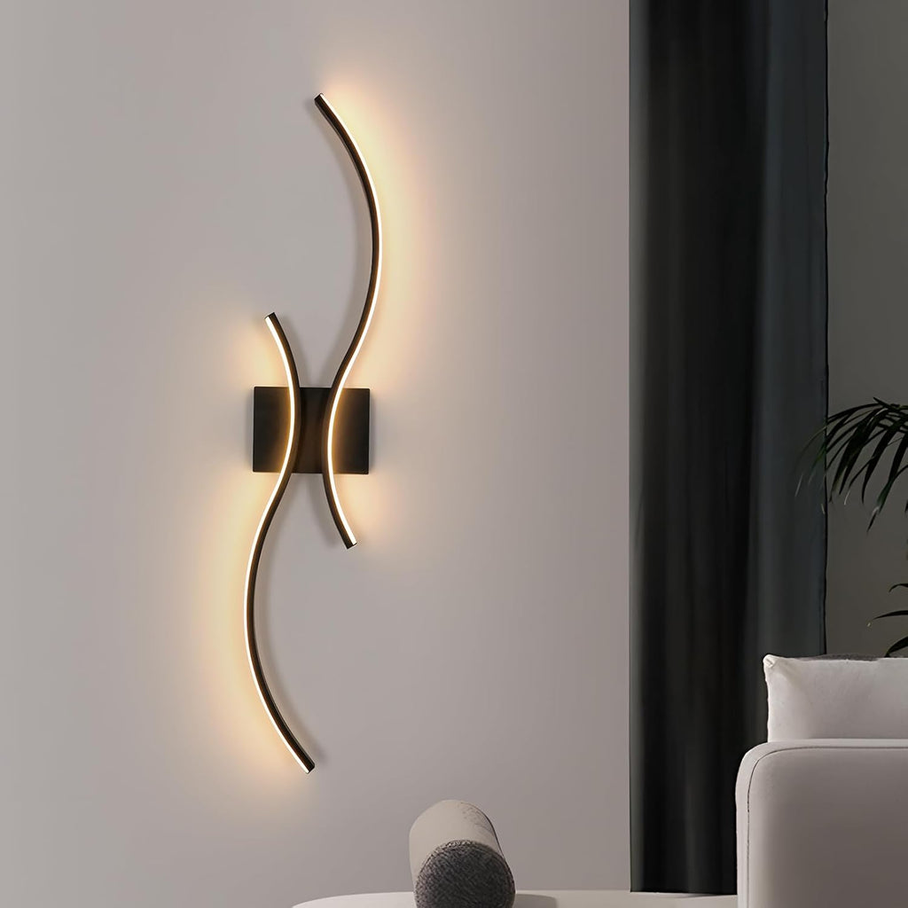 Applique - Telaio in alluminio nero, luce calda