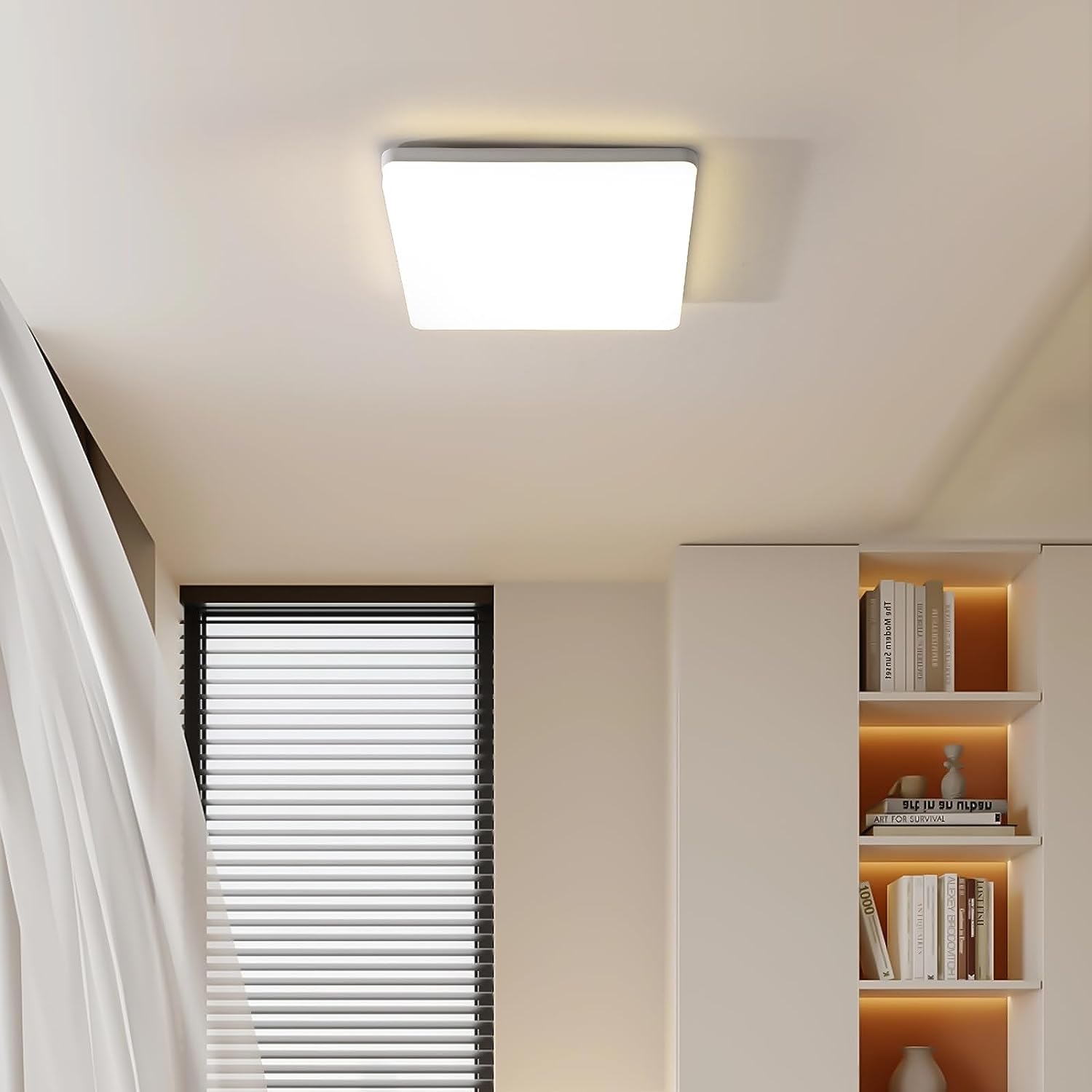 Ceiling Light - White Plastic Frame, Natural Light
