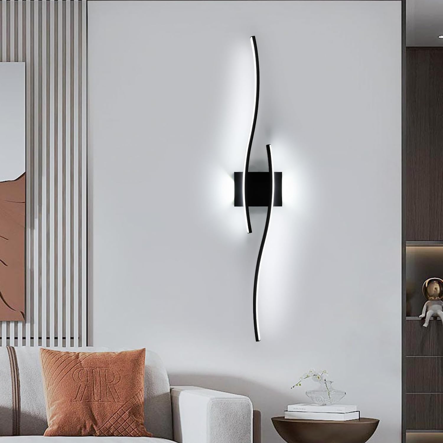 Lampada da parete - Telaio in alluminio nero, luce bianca