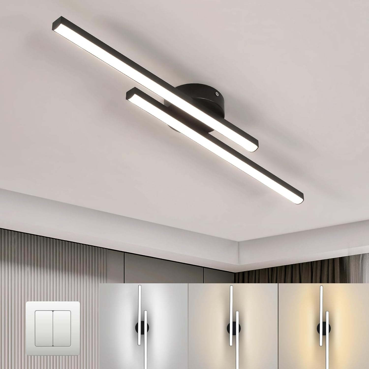 Ceiling Light - Black Aluminium Frame, Tunable