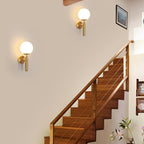 Lampes murales élégantes pour intérieur, appliques E27 avec abat-jour en verre laiteux, finition dorée, luminaires muraux pour chambre, salon, restaurant, cuisine, escalier