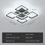 Ceiling Light - Black Acrylic Frame, White Light