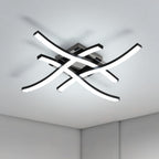 Comely Plafonnier Moderne, 24W 2300LM Eclairage Plafond LED Moderne Forme de Vague à 4 Lumières, Noir Lampe LED Plafond pour Salon Chambre Salle à Manger, Blanc Froid 6500K