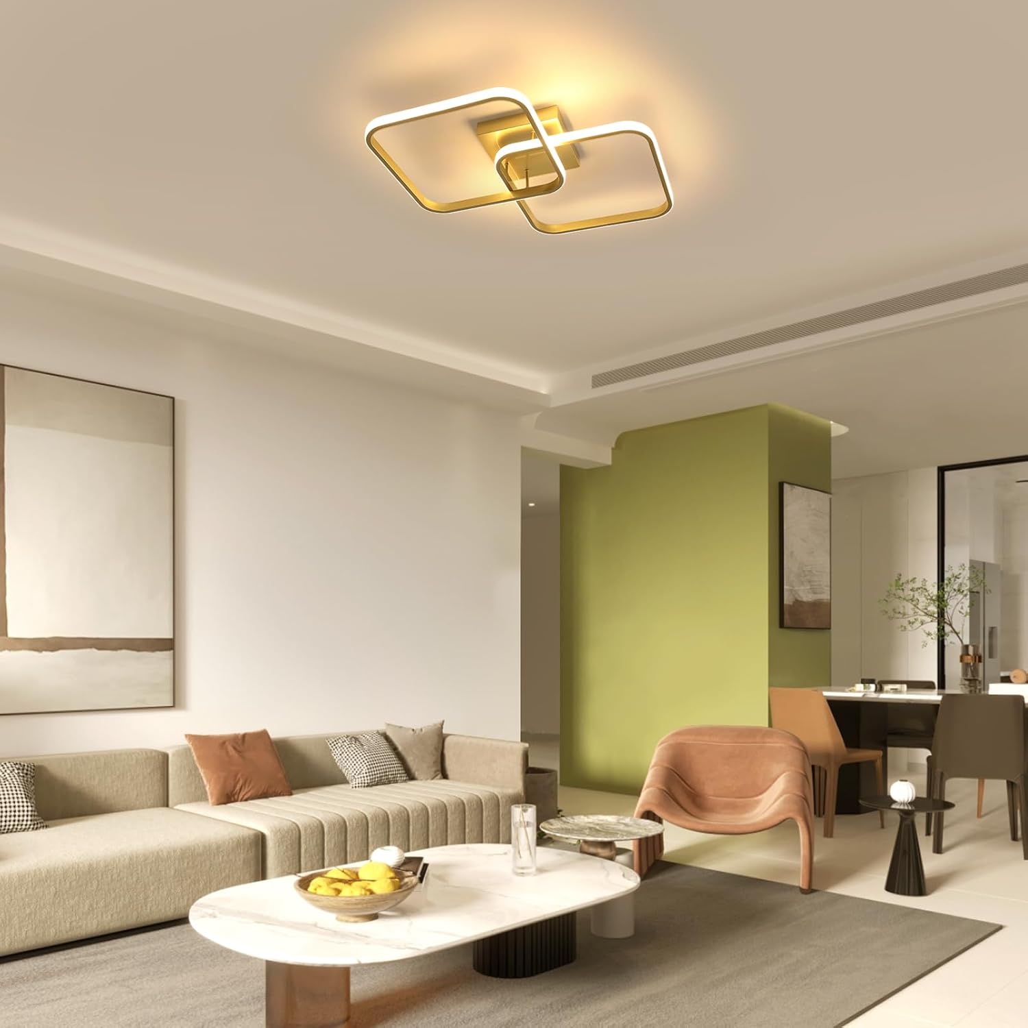 Ceiling Light - Gold Aluminium Frame, Tunable and Dimmable