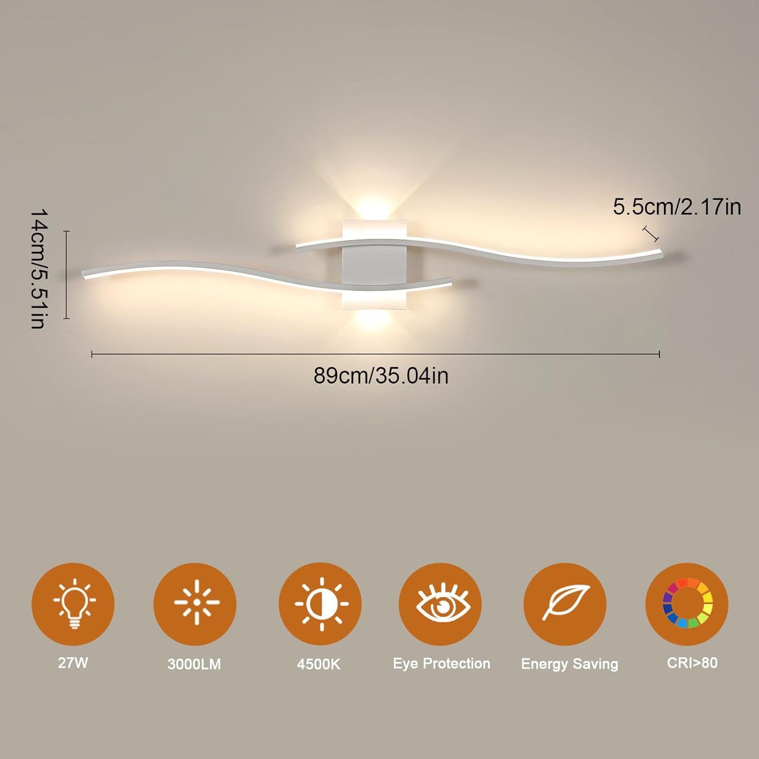 Applique - Telaio in Alluminio Bianco, Luce Naturale
