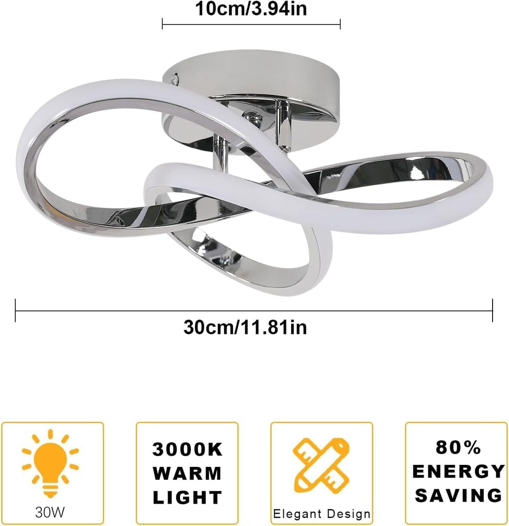 Comely Plafonnier LED Moderne, Luminaire Plafonnier Noir 30W 3375LM, Lampe de Plafond en Forme de Fleur pour Chambre à Coucher, Couloir, Cuisine, Salle de Bain, Lumière Chaude 3000K Dia 30cm