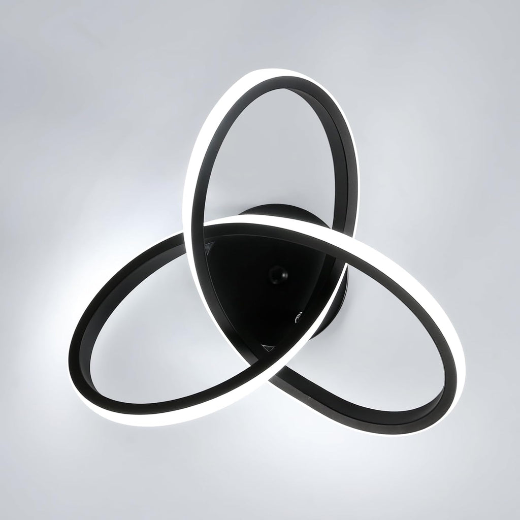 Comely Plafonnier LED Moderne, Luminaire Plafonnier Noir 30W 3375LM, Lampe de Plafond en Forme de Fleur pour Chambre à Coucher, Couloir, Cuisine, Salle de Bain, Lumière Blanche Froide 6500K Dia 30cm