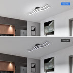 Comely Plafonnier LED, 3 Ondes Design 20W 2050LM Blanc Froid 6500K Lampe de Plafond Moderne, Noir Luminaire Plafonnier pour Salon, Chambre, Cuisine, Couloir, Noir