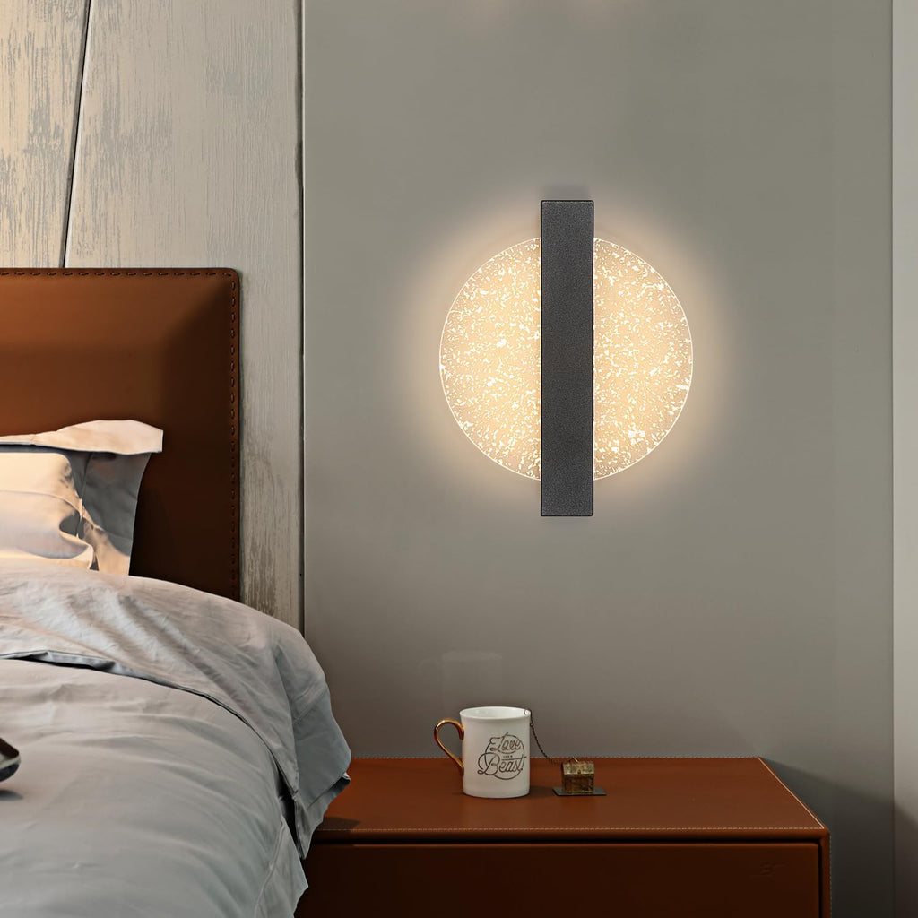Comely Applique Murale LED 12W, 3 Températures de Couleur 3000K/4500K/6500K Lampe Murale LED Moderne, Noir Applique Murale Intérieure pour Salon, Chambre, Escalier, Couloir