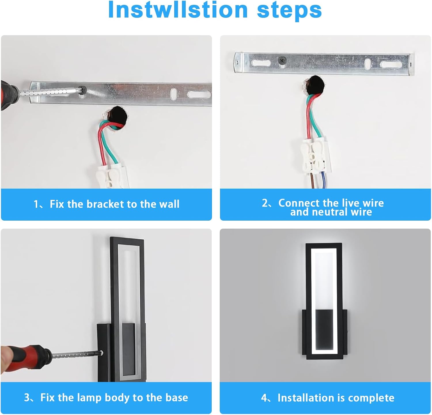 Wall Light - Black Acrylic Frame, White Light