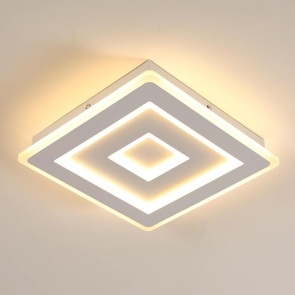 Comely Plafonnier LED Carré Moderne, 36W 28cm Lampe de Plafond LED, Blanc Luminaire Plafonnier Intérieur pour Chambre à Coucher, Salon, Couloir, Lumière Chaude 3000K