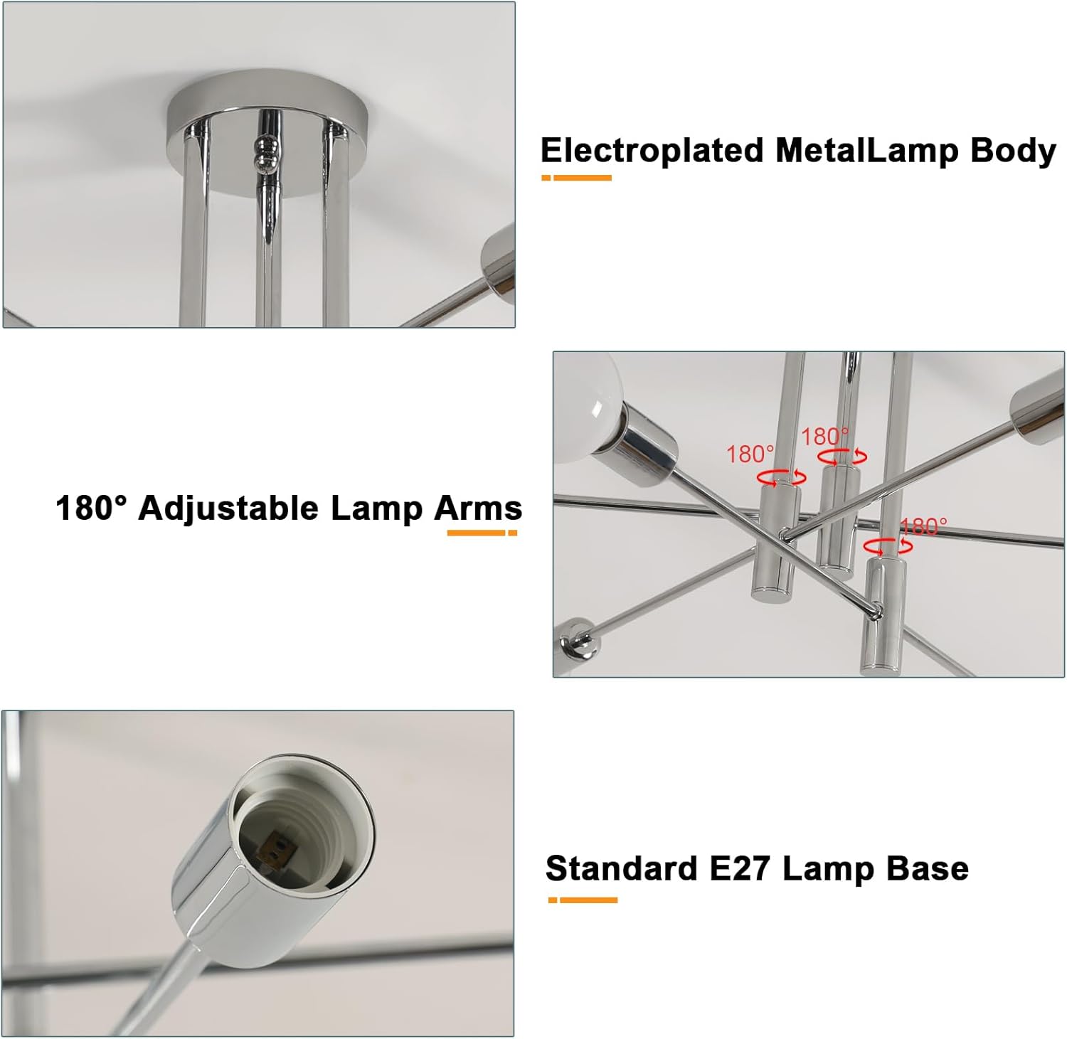 Ceiling Light - Chrome Metal Frame