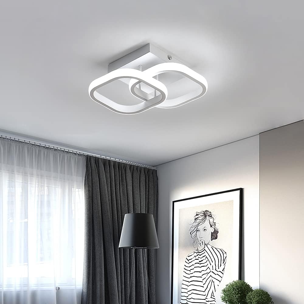 Comely Lot de 2 Plafonniers LED Modernes, 24W 2700LM Petit Plafonnier LED Carré Blanc Froid 6500K Luminaires Intérieur pour Chambre Salon Allée Couloir Balcon Escalier Entrée