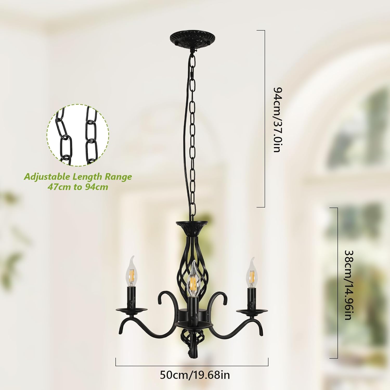 Chandeliers - Black Metal Frame